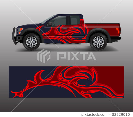 wrap graphic design vector for off road truck. Abstract sporty and adventure racing background. Full vector eps 10 wrap graphic design vector for off road truck. Abstract sporty and adventure racing background. Full vector eps 10 82529010