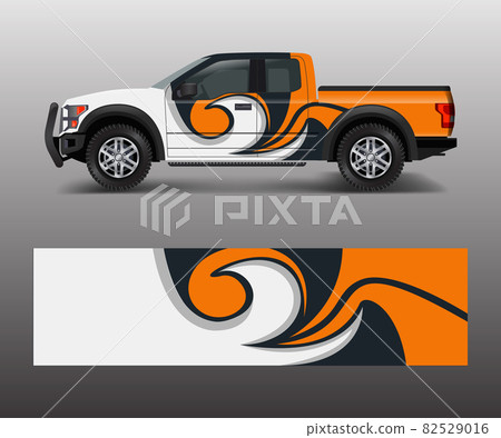 pickup truck graphic vector. abstract shape with grunge design for vehicle vinyl wrap 82529016