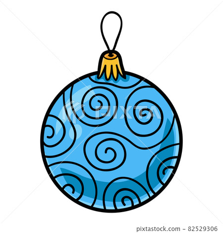 Cartoon vector illustration for children, blue Christmas ball with ornament Cartoon vector illustration for children, blue Christmas ball with ornament 82529306