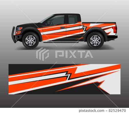 cargo van and car wrap vector, Truck decal designs, Graphic abstract stripe designs for offroad race, adventure and livery car cargo van and car wrap vector, Truck decal designs, Graphic abstract stripe designs for offroad race, adventure and livery car 82529470