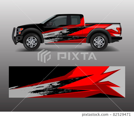 wrap graphic design vector for off road truck. Abstract sporty and adventure racing background. Full vector eps 10 wrap graphic design vector for off road truck. Abstract sporty and adventure racing background. Full vector eps 10 82529471