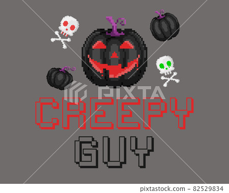 Halloween Cartoon Meme Pumpkin Scary Face Stock Vector (Royalty