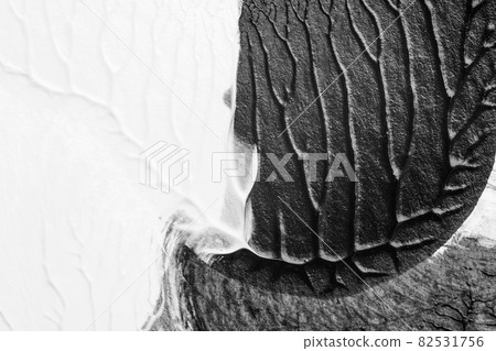 black white abstract acrylic painting color texture on white paper background by using rorschach inkblot method 82531756