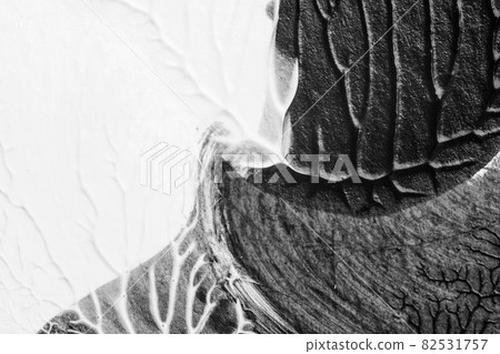 black white abstract acrylic painting color texture on white paper background by using rorschach inkblot method 82531757