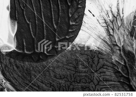 black white abstract acrylic painting color texture on white paper background by using rorschach inkblot method 82531758