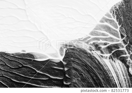 black white abstract acrylic painting color texture on white paper background by using rorschach inkblot method 82531773