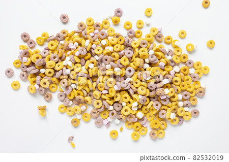 Multi colored fruit loops background. Close up Multi colored fruit loops background. Close up 82532019