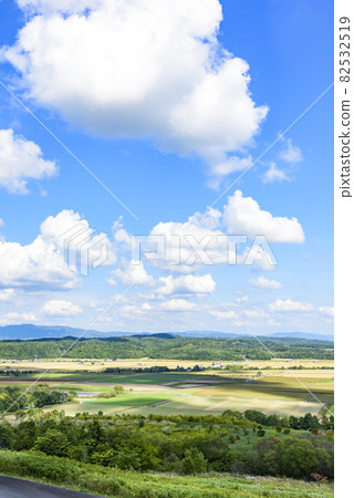 俯瞰北海道中部美妙的糧倉的萌之丘 82532519