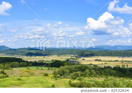 俯瞰北海道中部美妙的糧倉的萌之丘 82532634