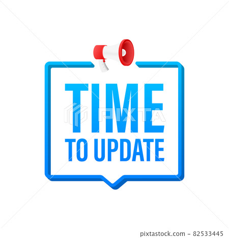 Megaphone with Time to update sign. Megaphone banner. Web design. Vector illustration. 82533445
