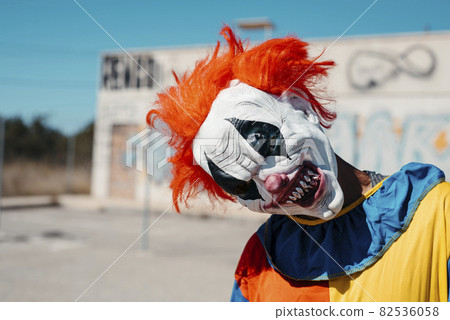 scary evil clown making faces scary evil clown making faces 82536058