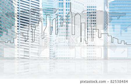 Concept of global communication and networking with world map over cityscape Concept of global communication and networking with world map over cityscape 82538484