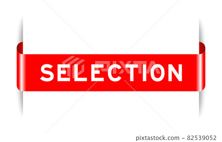 Red color inserted label banner with word selection on white background Red color inserted label banner with word selection on white background 82539052