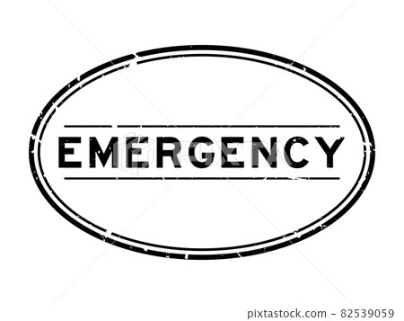 Grunge black emergency word oval rubber seal stamp on white background 82539059