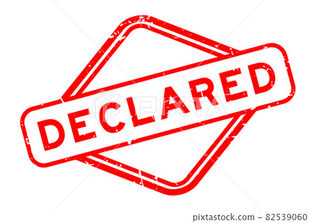 Grunge red declared word rubber seal stamp on white background 82539060