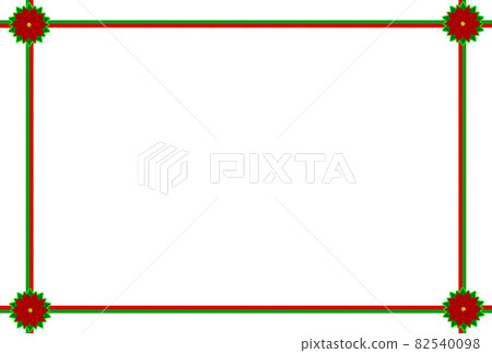 聖誕相框-絲帶無邊-5葉紅花-綠邊(明信片比例)問候語 聖誕相框-絲帶無邊-5葉紅花-綠邊(明信片比例)問候語 82540098
