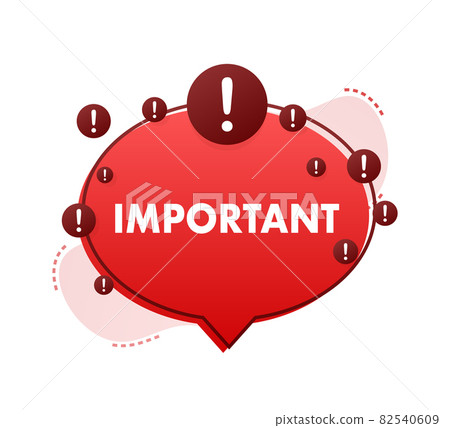 Important written on red label. Advertising sign. Vector stock illustration. Important written on red label. Advertising sign. Vector stock illustration. 82540609