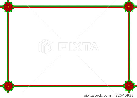 聖誕相框相框-絲帶白邊-5葉紅花-綠邊(明信片比例)問候語 聖誕相框相框-絲帶白邊-5葉紅花-綠邊(明信片比例)問候語 82540935