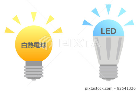 傳統白熾燈泡和節能 LED 燈泡 82541326