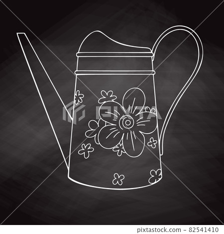 Sketch watering can for the garden. Watering can isolated on a black background. Vector Sketch watering can for the garden. Watering can isolated on a black background. Vector 82541410