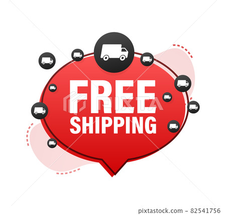 Free shipping banner. Badge with truck. Vector stock illustrtaion. Free shipping banner. Badge with truck. Vector stock illustrtaion. 82541756