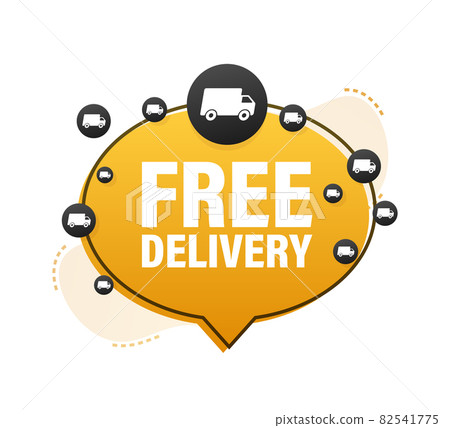 Free delivery banner. Badge with truck. Vector stock illustrtaion. Free delivery banner. Badge with truck. Vector stock illustrtaion. 82541775
