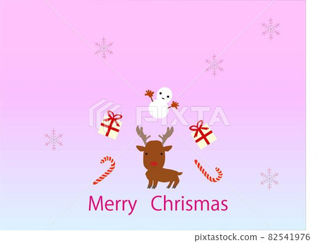 聖誕禮物、馴鹿、雪人和糖果 82541976