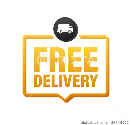 Free delivery. Badge with truck. Price tag. Vector stock illustrtaion. Free delivery. Badge with truck. Price tag. Vector stock illustrtaion. 82544952