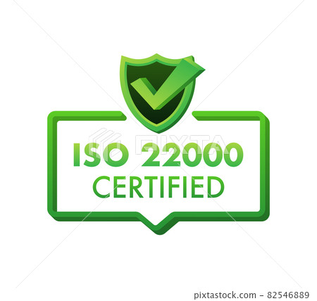 ISO 22000 Certified badge, icon. Certification stamp. Flat design vector illustration. 82546889