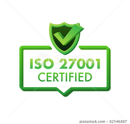 ISO 27001 Certified badge, icon. Certification stamp. Flat design vector illustration. 82546897