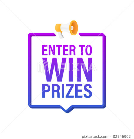 Megaphone banner, business concept with text Enter to win prizes. Vector stock illustration. Megaphone banner, business concept with text Enter to win prizes. Vector stock illustration. 82546902