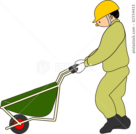 Worker pushing a unicycle (beige) Worker pushing a unicycle (beige) 82554433