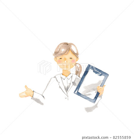 一個穿白大褂和病歷的女人 82555859