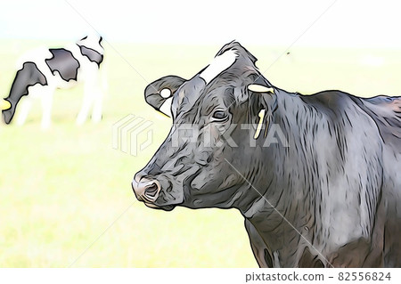 柔和的風格“牛臉放大”插圖圖像 柔和的風格“牛臉放大”插圖圖像 82556824