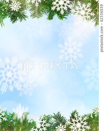 Fir trees and snowflakes on a light blue background Fir trees and snowflakes on a light blue background 82556839