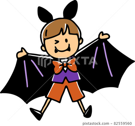 Illustration of a boy in a bat costume Illustration of a boy in a bat costume 82559560