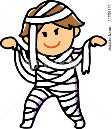 Illustration of a boy dressed as a mummy Illustration of a boy dressed as a mummy 82559563