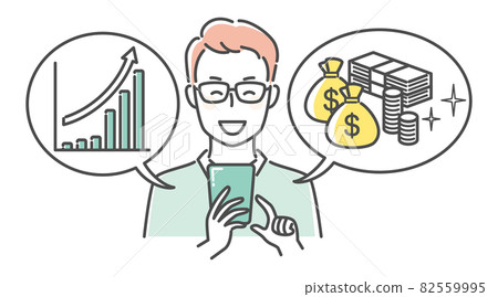 一個男人看著智能手機上的投資屏幕 一個男人看著智能手機上的投資屏幕 82559995