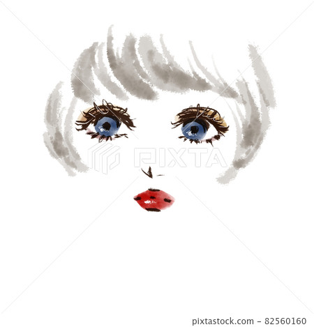 Fashionable female mannish shortcut with watercolor touch 82560160