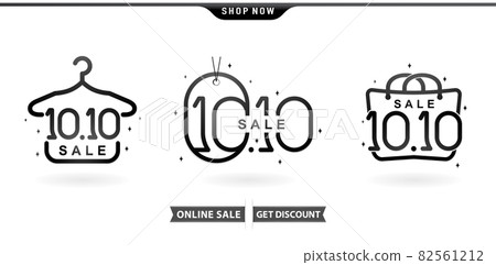 illustration of Hanger, Tag and hand bag 10.10 sale, 10.10 Online sale model  with isolated white backgrounds for poster or flyer design, social media banner, web banner online shop, label of sale  82561212
