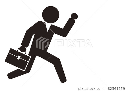 Business image. An icon of a businessman running to achieve his goal. 82561259