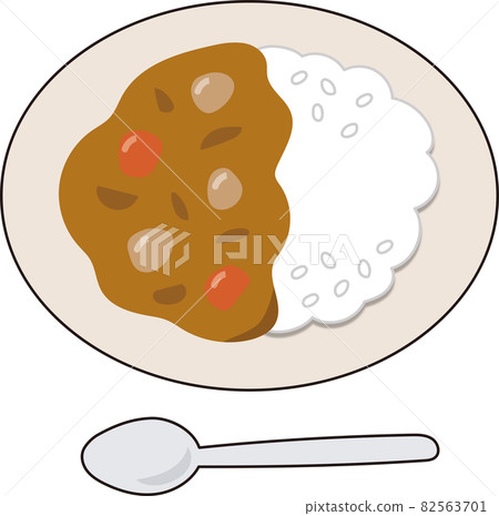 Curry and rice and spoon Curry and rice and spoon 82563701