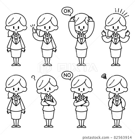 一個穿西裝的女人的各種姿勢 一個穿西裝的女人的各種姿勢 82563914