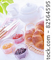 Croissant and jam breakfast 82564595