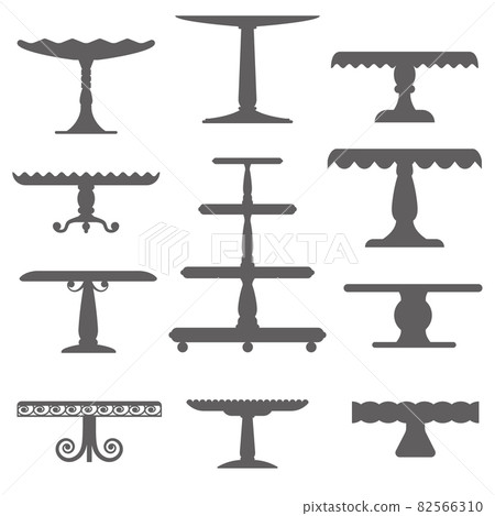 Set of cake stands in flat icon style. Empty trays for fruit and desserts. Vector illustration. 82566310