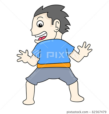 boy looks from behind a shocked face, doodle icon image kawaii boy looks from behind a shocked face, doodle icon image kawaii 82567479