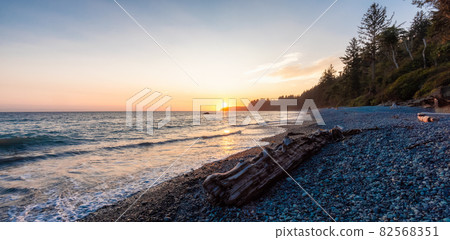 Sandcut Beach on the West Coast of Pacific Ocean. Sandcut Beach on the West Coast of Pacific Ocean. 82568351