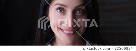Portrait of young beautiful smiling brunette woman Portrait of young beautiful smiling brunette woman 82569854
