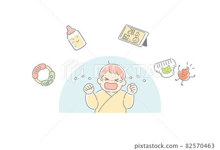哭泣的嬰兒和項目上身 82570463