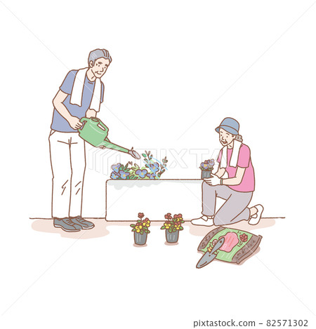 一位大四學生用手寫觸摸園藝的插圖 一位大四學生用手寫觸摸園藝的插圖 82571302